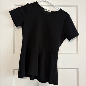 Women's Black Peplum Short-Sleeve Top
